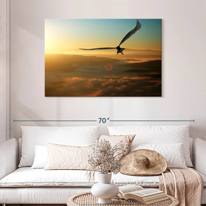 Brampt Eagle Flying At Dawn, 30" H x 45" W