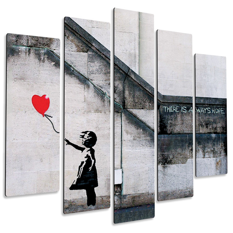 Red Balloon Baby by Banksy - 5 Piece No Frame Print on MDF