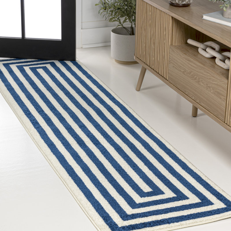 Tapis bleu marine / ivoire Isibeal, Tapis de couloir 2 pi 2 po x 8 pi