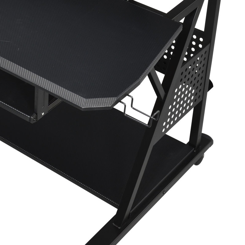 Willow Music Desk with Keyboard Tray and Earphone Rack, Black