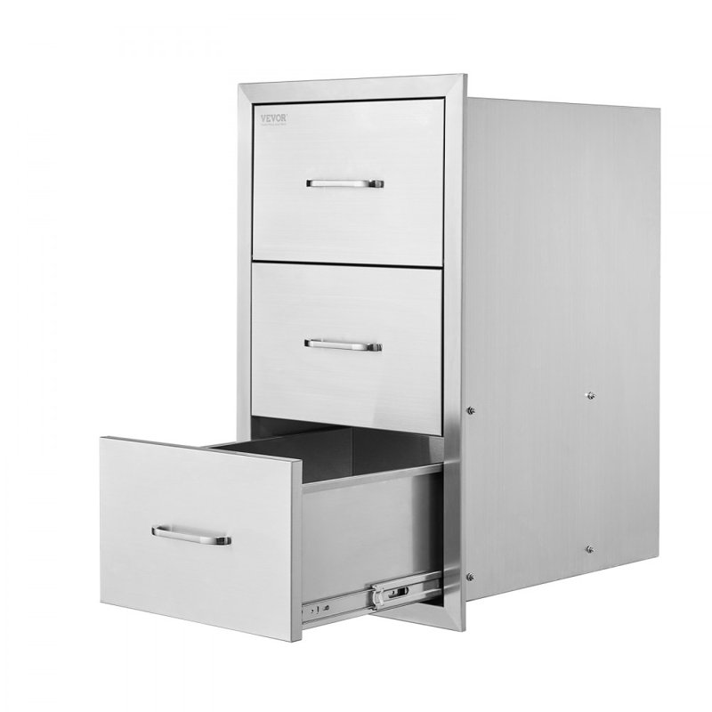 Outdoor Kitchen Drawers Triple BBQ Access Drawers Island, 22.5" H x 18.5" W x 22.5" D