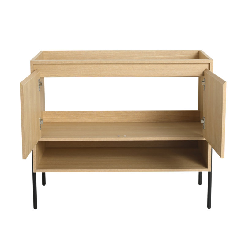 Meuble-lavabo autoportant de 36 pouces avec 2 portes d'armoire à fermeture en douceur, conception moderne et durable pour un rangement amélioré