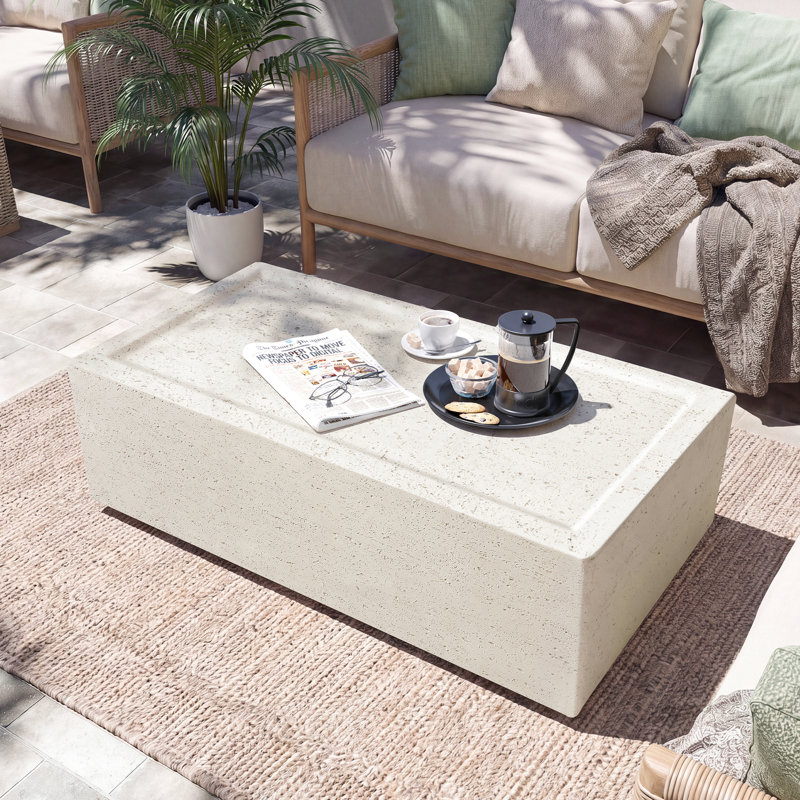 Table basse d'extérieur en béton 40 po, Beige