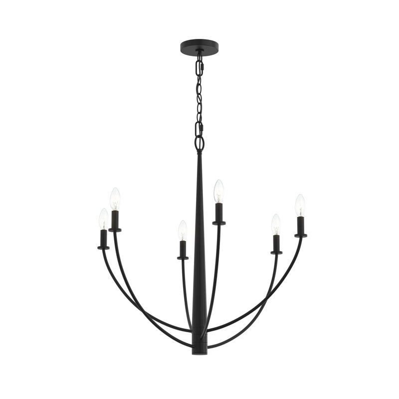Lustre à quatre lumières avec abat-jour en verre transparent Jheni, Noir mat