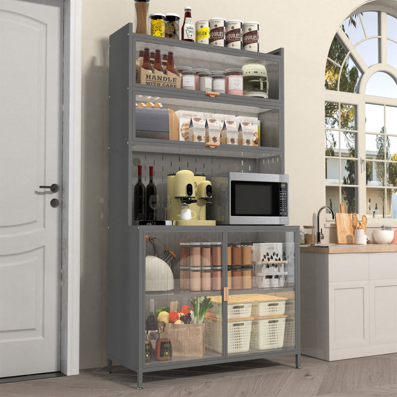 Garde-manger de 73 po de hauteur avec 6 tablettes réglables, une porte rabattable et une conception anti-basculement pour un rangement efficace