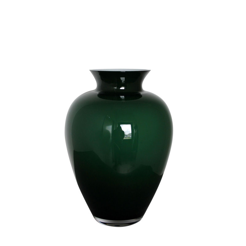 Kaly Glass Table Vase, 15" H x 11" W x 11" D, Green