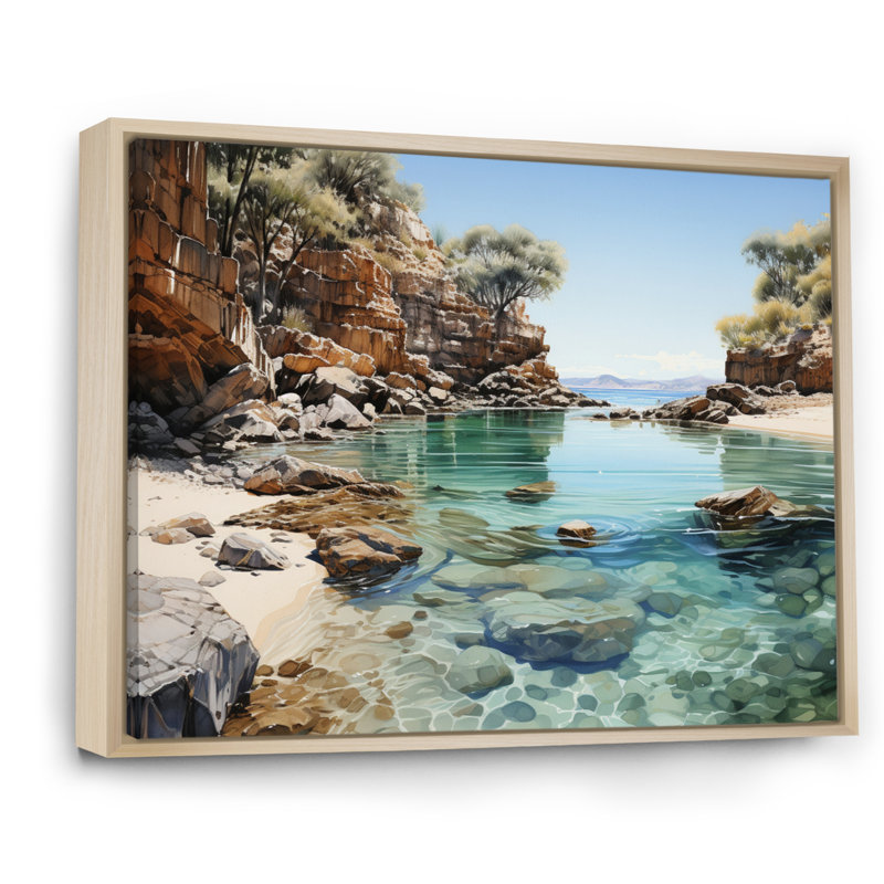 Bevard Rocky Beach Isolé sur toile, H 12 po x l 20 po x P 1 po, Cadre naturel flottant
