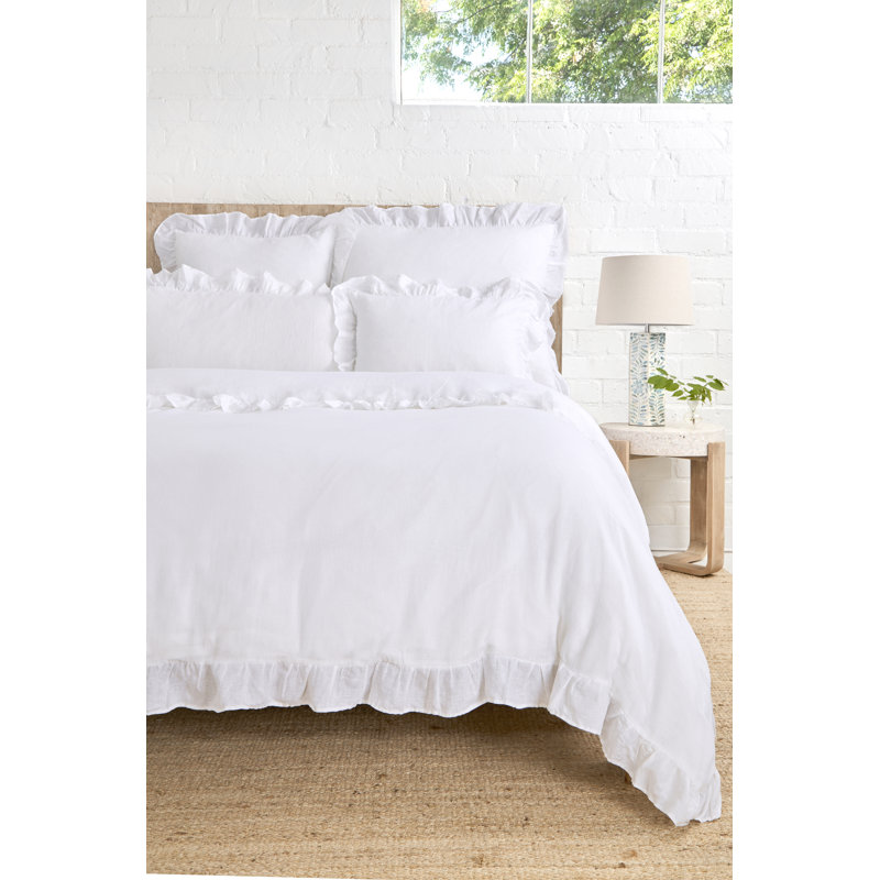 Charlie Linen Machine Woven Duvet Cover, Queen Duvet Cover, White