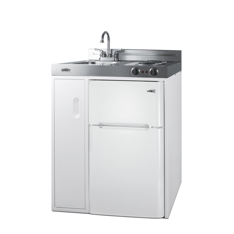 30'' Wide White Stainless Steel All-In-One Kitchenette