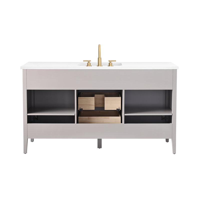 Emma 60" W Single Vanity, Taupe/Brushed Bronze