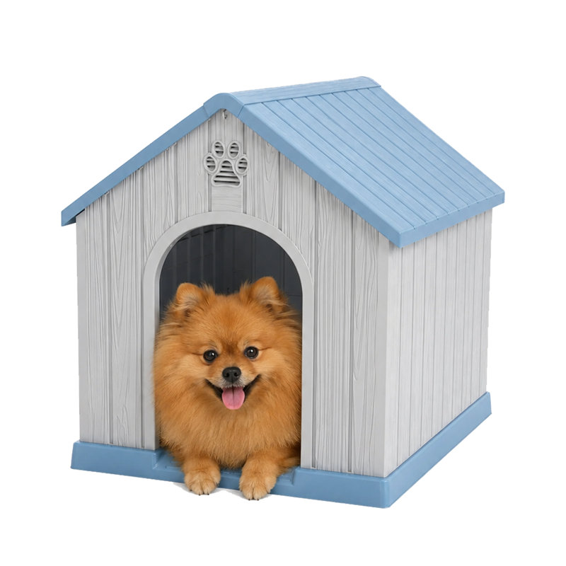 Niche pour chien en plastique résistante aux intempéries avec évents cachés et piquets de sol, abri pour animaux à base surélevée, assemblage sans outil