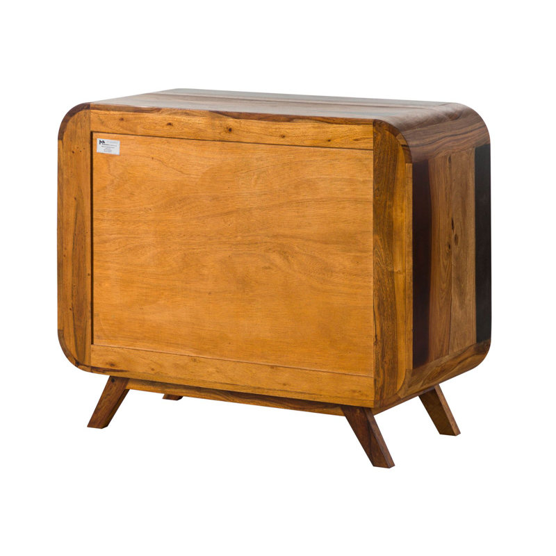 90cm Solid Wood Sideboard, Dark Brown
