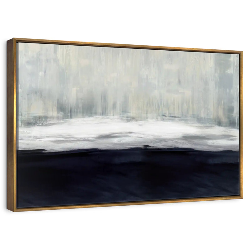 Blanc sur bleu, Cadre flottant doré, 13 po x 9 po