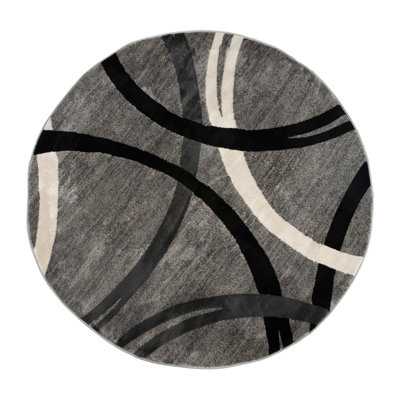 Devonshire Abstract Gray/Black/Ivory Area Rug