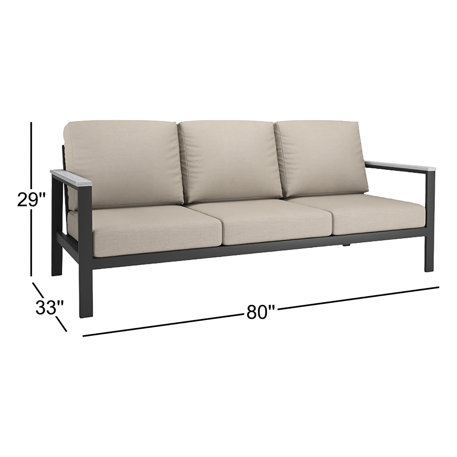Townsend 80" Sunbrella® Patio Sofa, Sunbrella Canvas Natural, Yes, Black