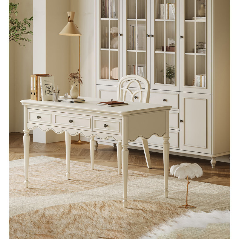 Rubberwood Retro Desk with Three Drawers