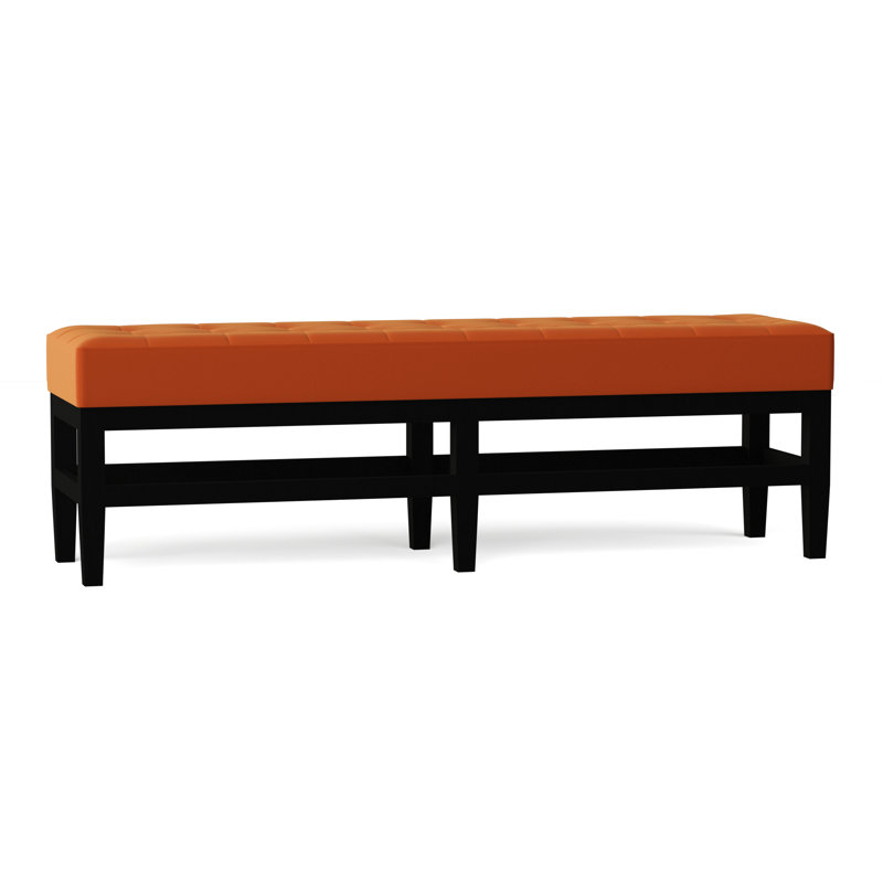 Galindo-White Upholstered Bench, Klein Saffron Basketweave, Dark Brown
