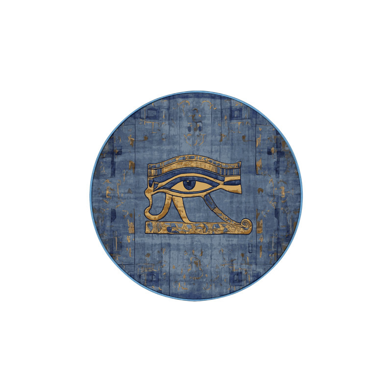 Tapis bleu lavable à la machine, Rond 6 pi