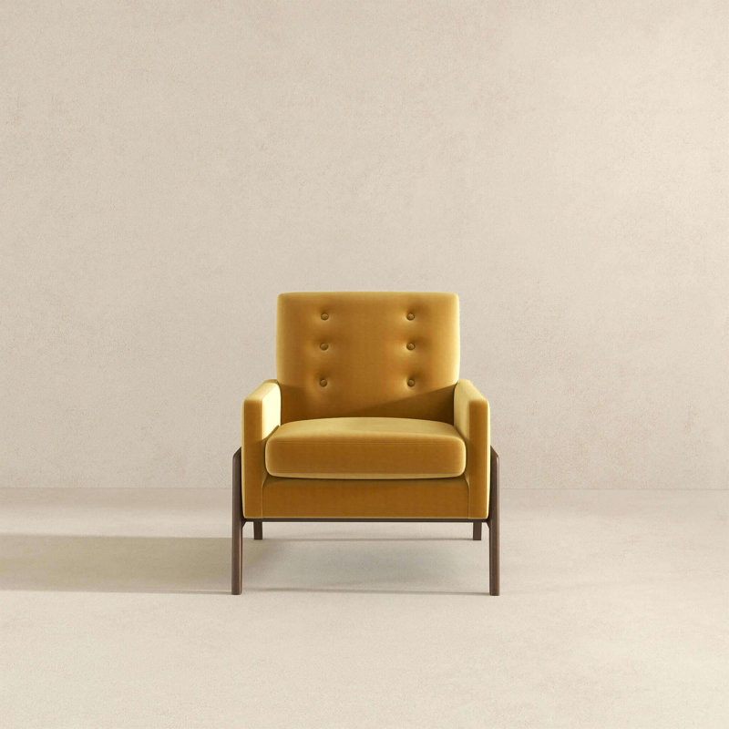 Méridienne Cole, Dark Yellow Cushion/Walnut Frame