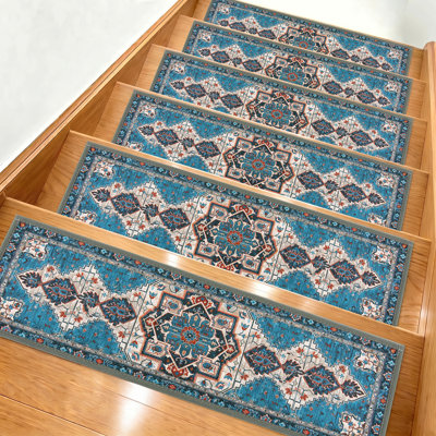 Non Slip Stair Treads for Wooden Steps，9"x30"Indoor Outdoor Stair Rugs for Kids, Elders & Pets, Residue-Free Machine Washable，15PCS