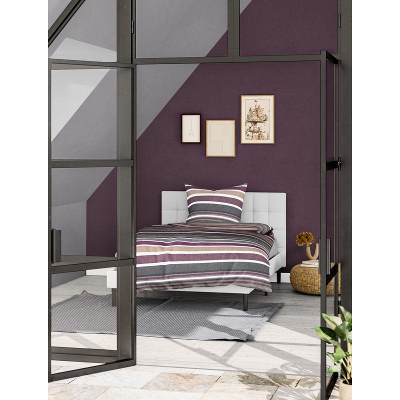4067 Flannel Striped Duvet Cover Set with Pillow Shams