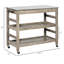 Chariot de cuisine avec comptoir en acier inoxydable HOMcom, 1 tablette inférieure, 1 tablette centrale à fentes et 4 roulettes, gris