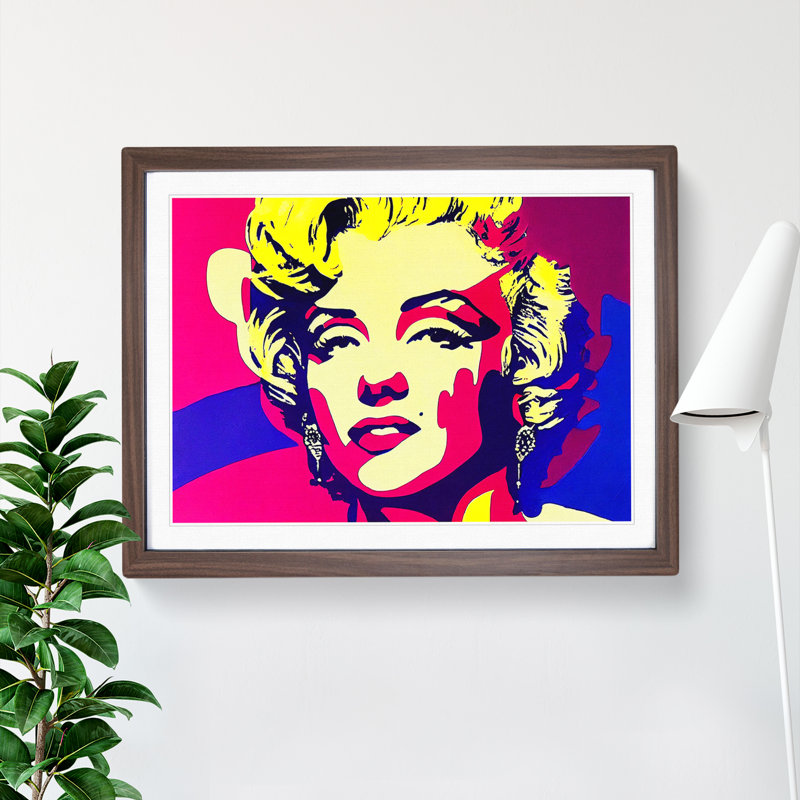 Pop Marilyn Monroe Vol.3 Abstract 1 Piece Single Picture Frame Wall Art, 46cm H x 64cm W x 2cm D, Walnut