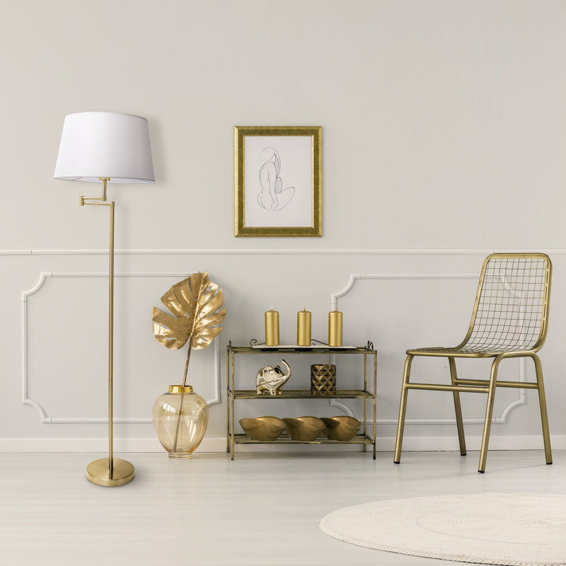 158cm Swing Arm Floor Lamp, Brass