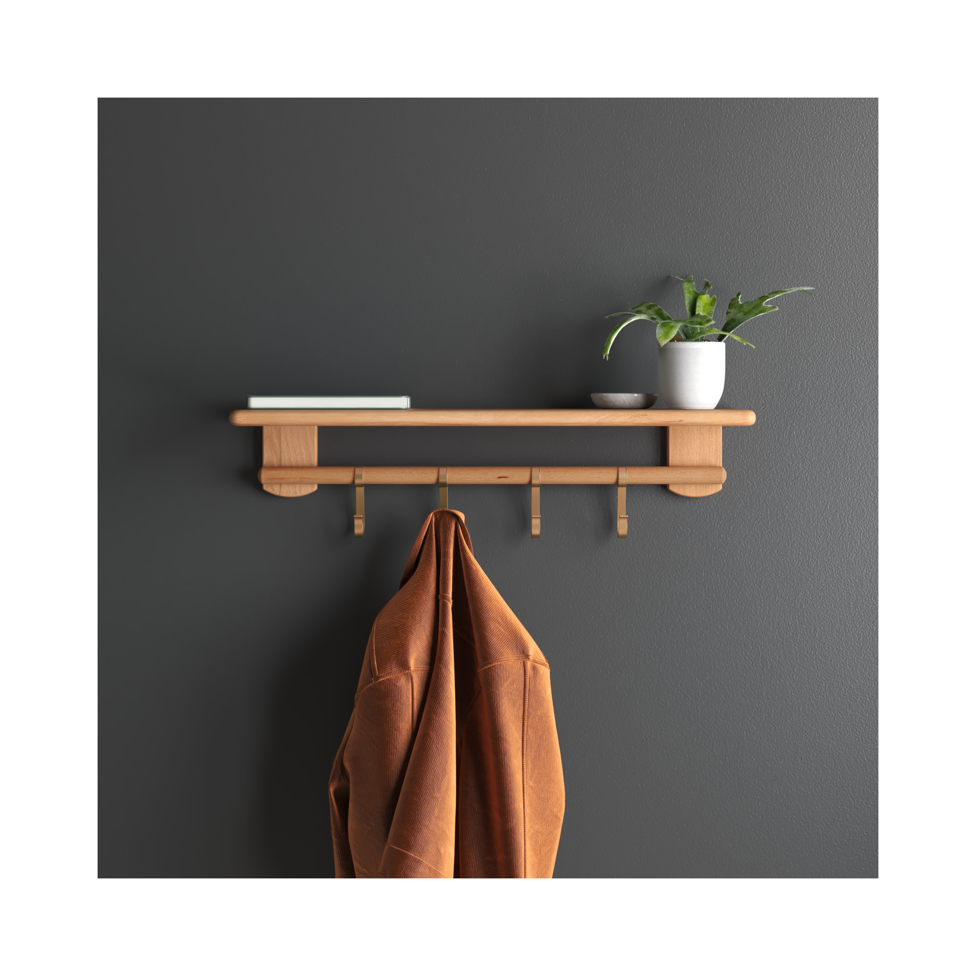 Faustina Wall Shelf with Hooks