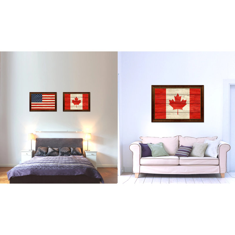 «Canada Country Flag», reproduction sur toile encadrée, H 19 po x l 27 po x P 1 po, Encadrement brun
