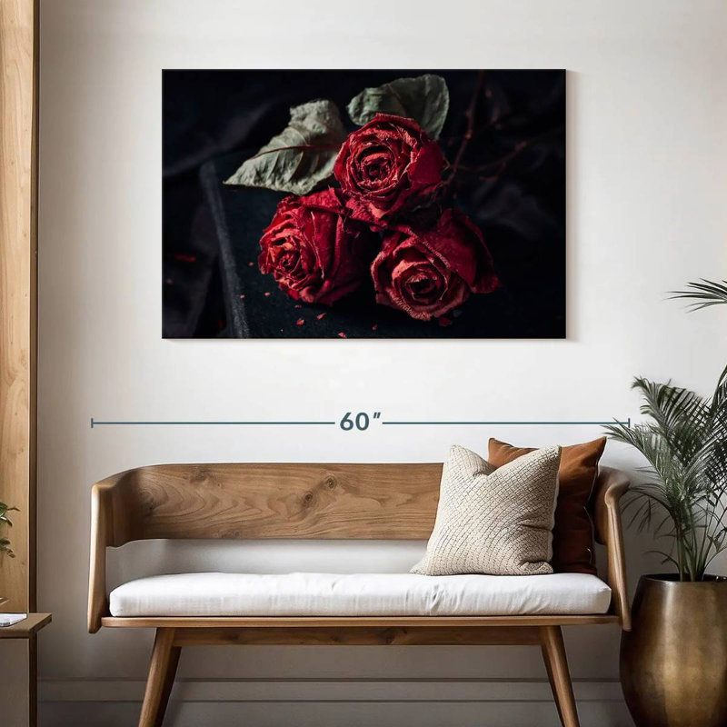 Hitzel Dried Red Roses, 30" H x 45" W