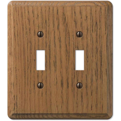 Amerelle Contemporary Medium Brown 2 gang Oak Wood Toggle Wall Plate 1 pk