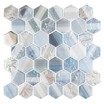 Rochelle 2" x 2" Hexagon Honeycomb Glass Mosaic Wall Tile