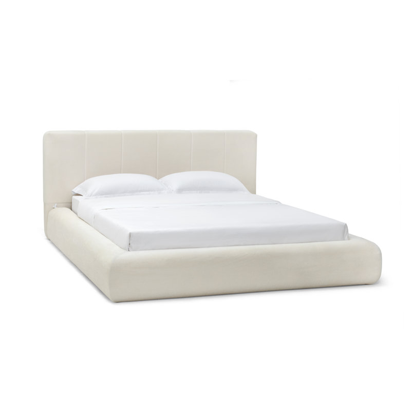 Luxurious Cloudsoft Bouclé Compressed Upholstered Platform Bed, Queen