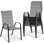 Chaises de patio empilables toutes saisons, tissu textilène durable avec accoudoirs, structure en métal robuste, chaises de salle à manger d'extérieur à séchage rapide ergonomiques pour la cour et la piscine (gris, 8 pièces)