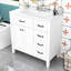 Meuble-lavabo autoportant avec lavabo en céramique, armoire de rangement et 3 tiroirs-142275082