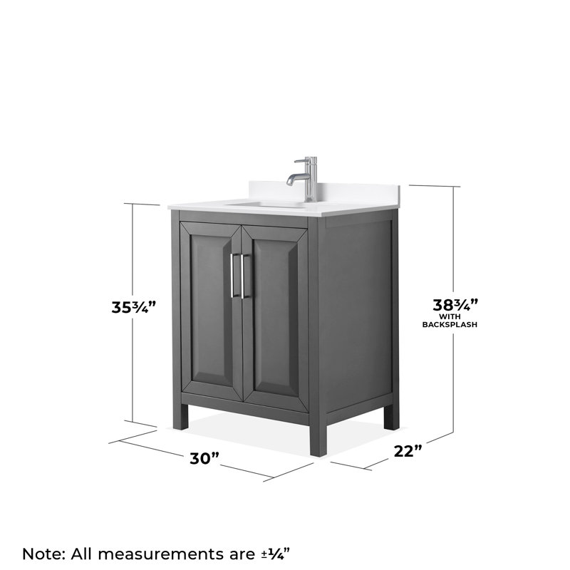 Daria 30'' W Vanity, Polished Chrome, Gray, White Quartz