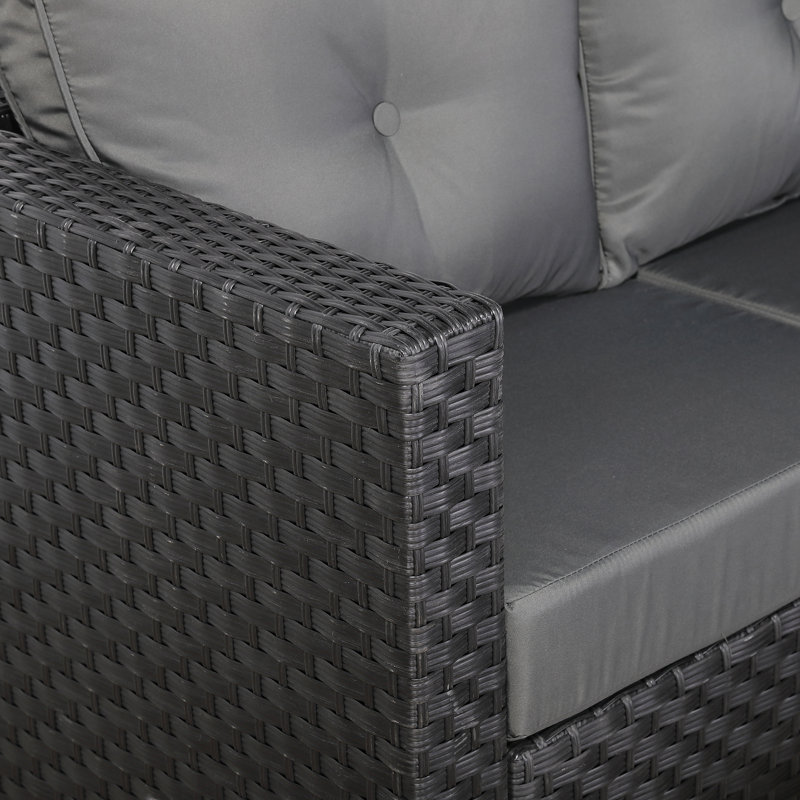 Amaurion Modular Corner Sofa With Coffee Table And 2 Footstools In Black Weave