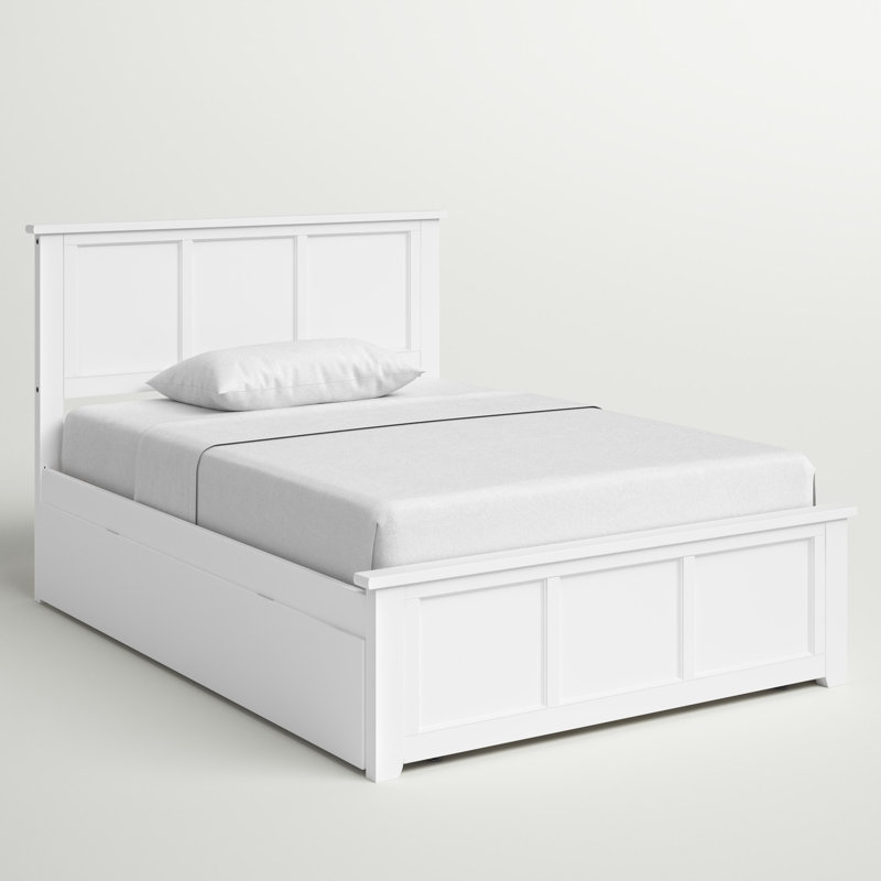 Lit plateforme en bois massif avec lit gigogne Henrichs , Blanc, Double