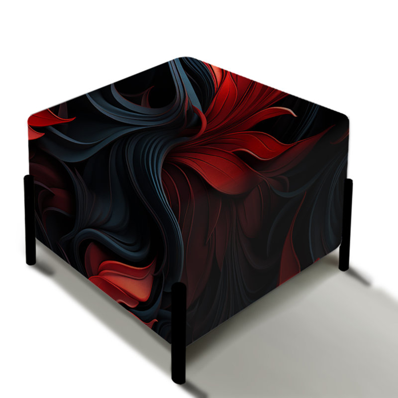 Noir Illusions Moody Patterns - Repose-pieds carré damassé