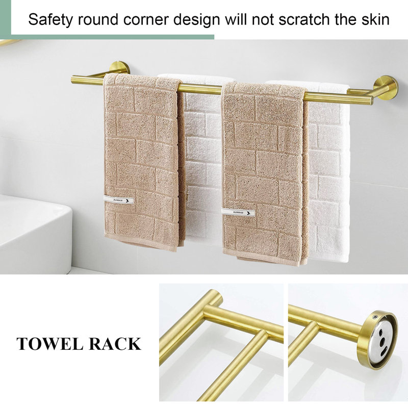 10 Pieces Bathroom Hardware Set Wall Mounted,stainless Steel, Brushed Gold