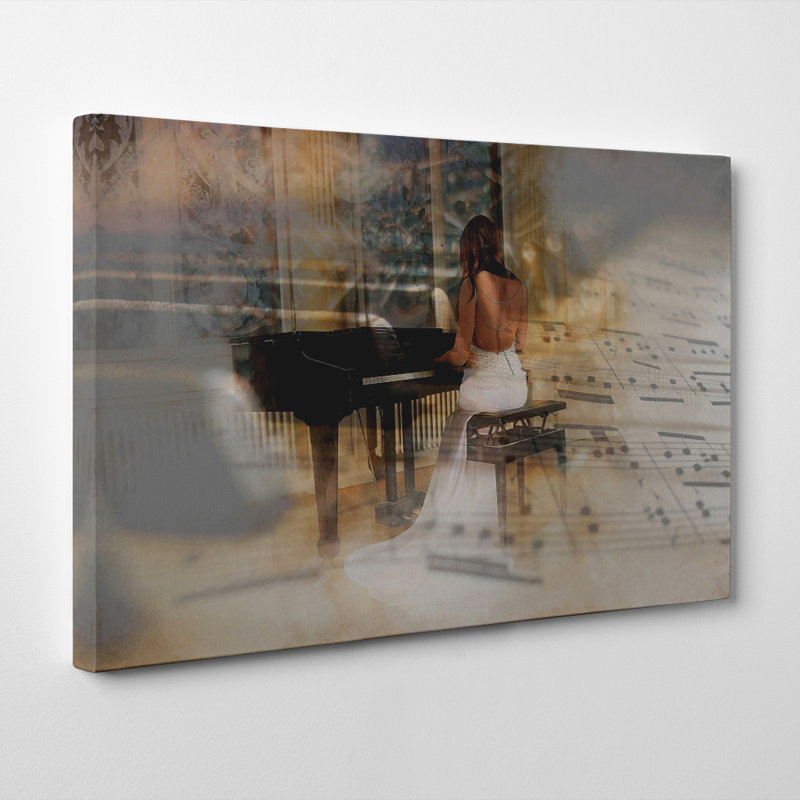 Woman Playing Piano - Wrapped Canvas, 50cm H x 76cm W