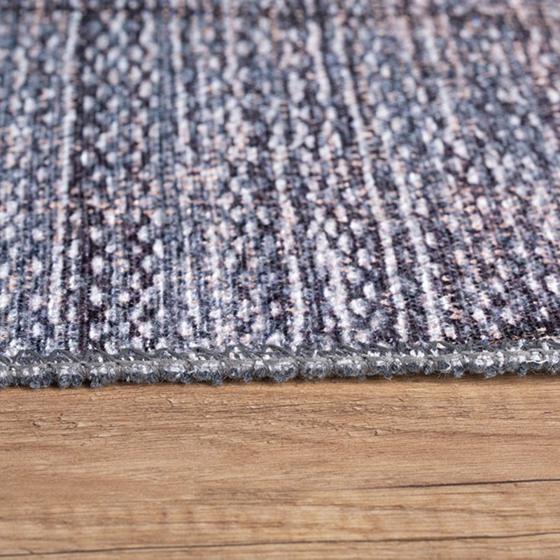 Tapis gris en polyester tissé à la machine Deborrah, Rond 7 pi 7 po
