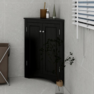 Armoire de rangement triangulaire pour salle de bain avec tablettes réglables, armoire de plancher autoportante