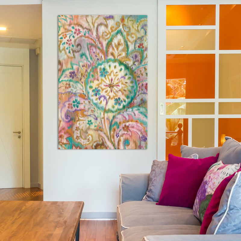 « boho motif cachemire i », reproduction d’art sur toile tendue, H 60 po x l 40po x P 1,5 po