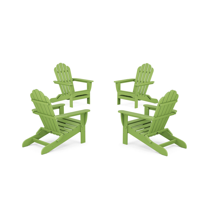 4-Piece Monterey Bay Folding Adirondack Chair Conversation Set, Lime