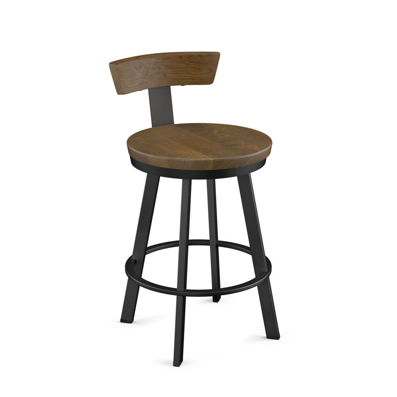  Astrid Swivel Counter Stool With Wood, Light Brown