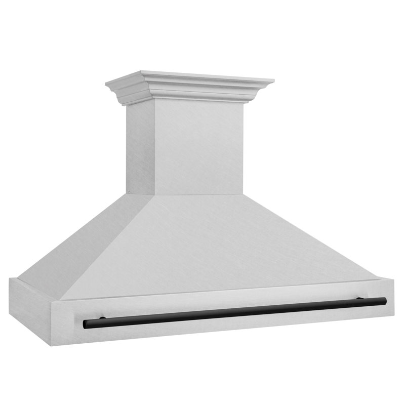 Hotte de cuisine murale en acier inoxydable satiné 48 po ZLINE Autograph Edition, Noir mat
