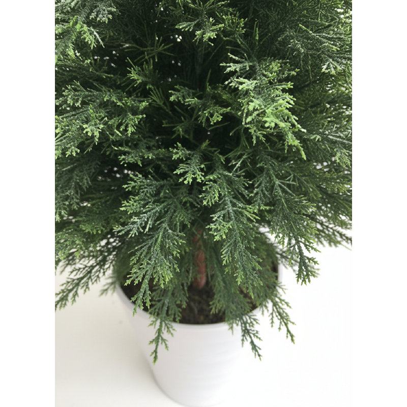 Cèdre artificiel avec pot blanc