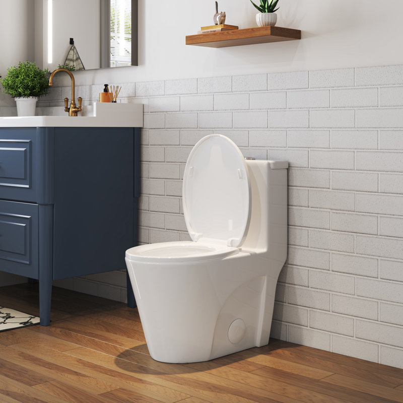 One-Piece Toilet with Chair Seat ADA Height 17.2", Elongated Dual Flush 1.28 GPF, MAP 1000g, White